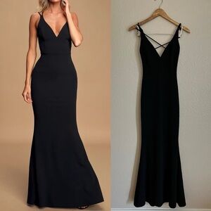 All this Allure Black Strappy Backless Mermaid Maxi Dress